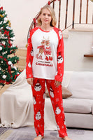 Load image into Gallery viewer, Snowman Print Red Christmas Matching Family Pajamas