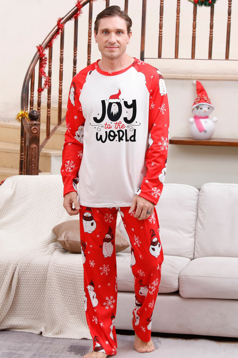 Load image into Gallery viewer, Snowman Print Red Christmas Matching Family Pajamas