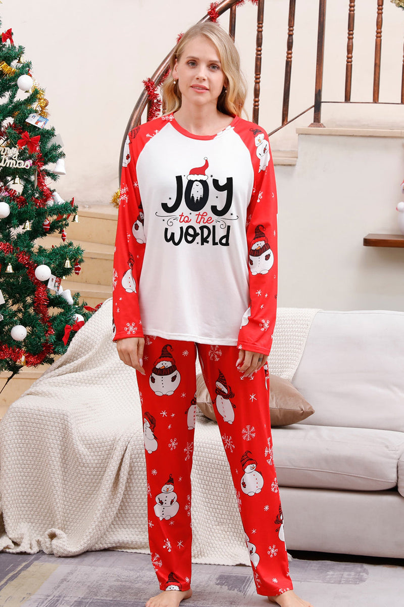 Load image into Gallery viewer, Snowman Print Red Christmas Matching Family Pajamas