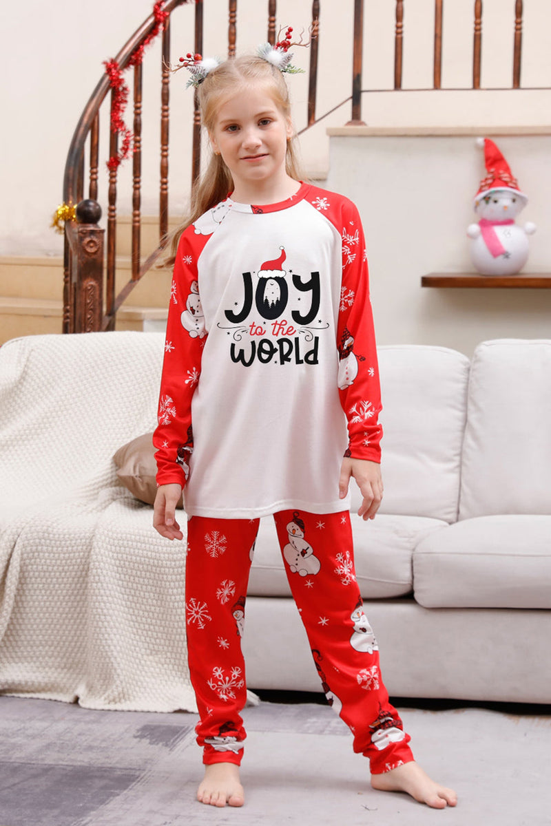 Load image into Gallery viewer, Snowman Print Red Christmas Matching Family Pajamas