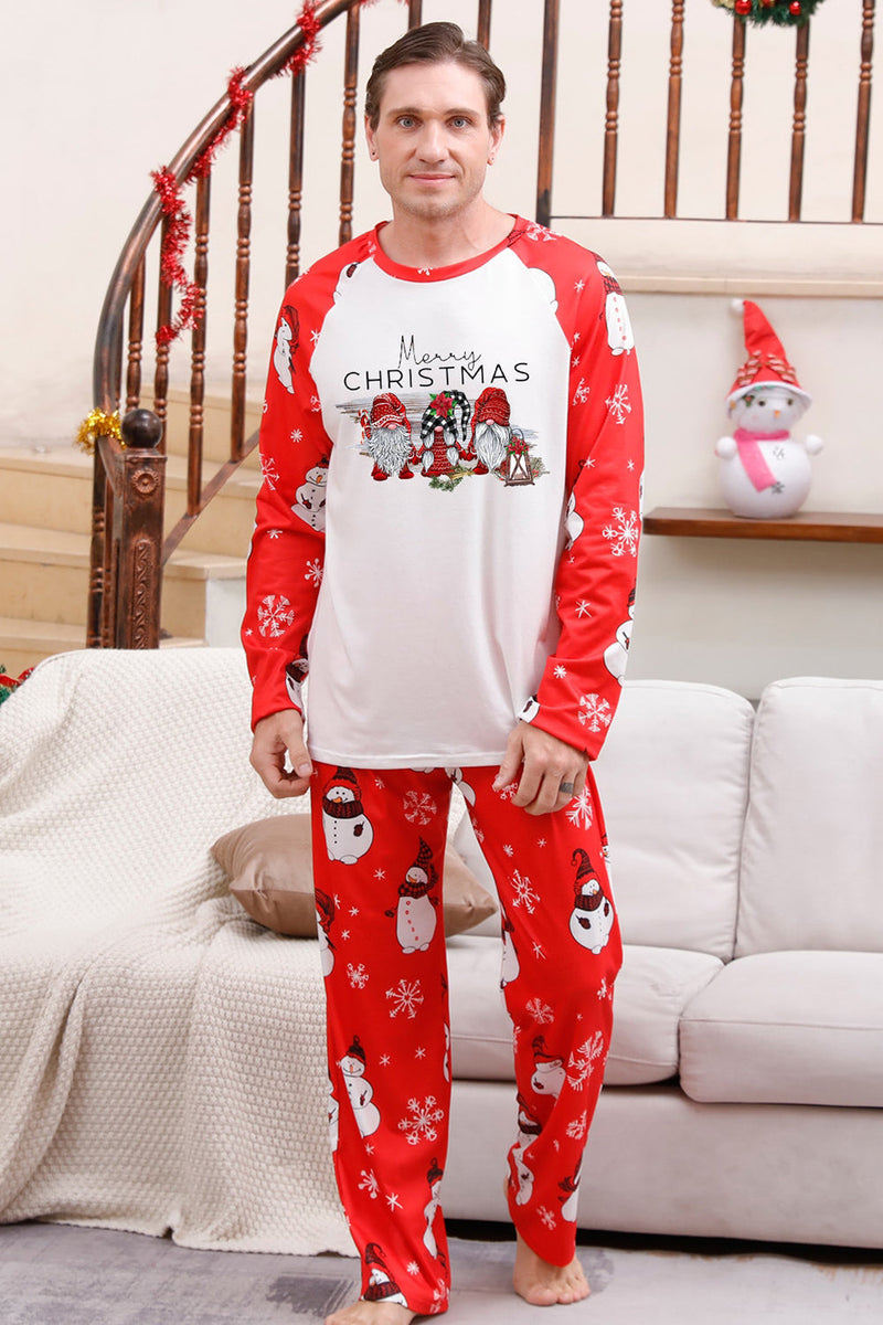 Load image into Gallery viewer, Snowman Print Red Christmas Matching Family Pajamas