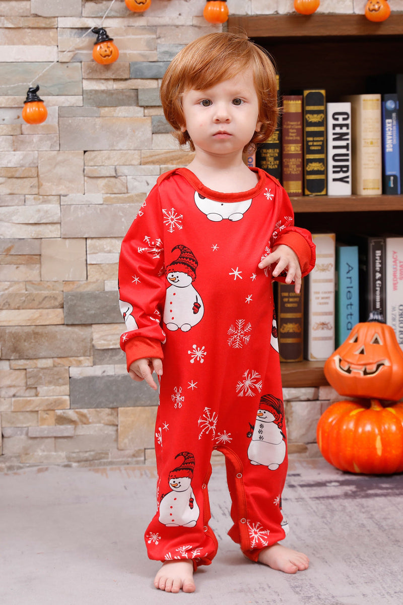 Load image into Gallery viewer, Snowman Print Red Christmas Matching Family Pajamas