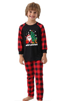 Load image into Gallery viewer, Black &amp; Red Plaid Matching Family Christmas Pajamas with Print