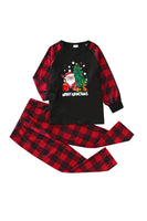 Load image into Gallery viewer, Black &amp; Red Plaid Matching Family Christmas Pajamas with Print
