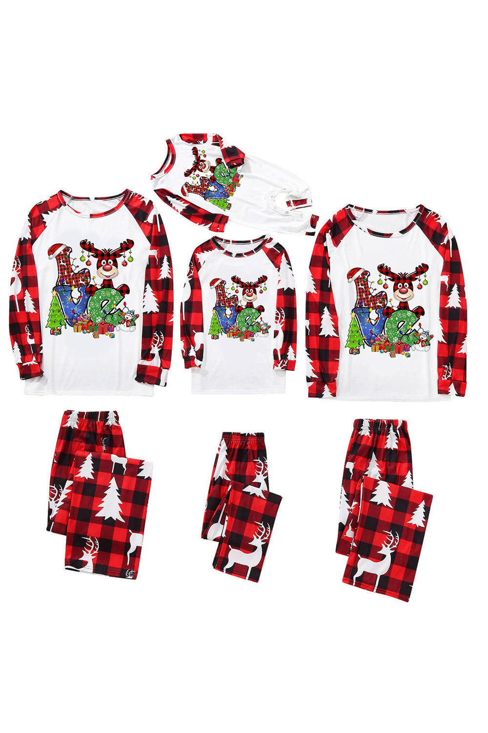 Print Red Plaid Christmas Family Matching Pajama Sets