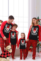 Load image into Gallery viewer, Red Plaid Christmas Fmaily Print Pajamas Sets with Dog