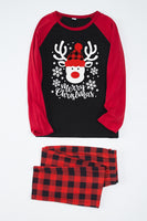 Load image into Gallery viewer, Red Plaid Christmas Fmaily Print Pajamas Sets with Dog