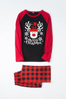 Load image into Gallery viewer, Red Plaid Christmas Fmaily Print Pajamas Sets with Dog