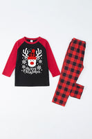 Load image into Gallery viewer, Red Plaid Christmas Fmaily Print Pajamas Sets with Dog