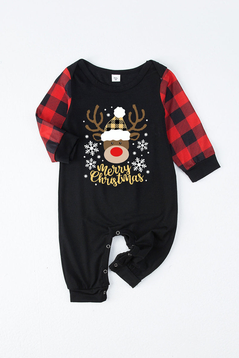 Load image into Gallery viewer, Red Plaid Christmas Fmaily Print Pajamas Sets with Dog