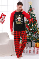 Load image into Gallery viewer, Red Plaid Christmas Fmaily Print Pajamas Sets with Dog