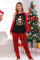 Load image into Gallery viewer, Red Plaid Christmas Fmaily Print Pajamas Sets with Dog