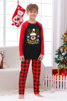 Load image into Gallery viewer, Red Plaid Christmas Fmaily Print Pajamas Sets with Dog