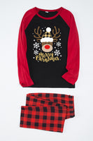 Load image into Gallery viewer, Red Plaid Christmas Fmaily Print Pajamas Sets with Dog