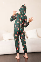 Load image into Gallery viewer, Dark Green Printed Family Christmas One Piece Pajamas