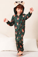 Load image into Gallery viewer, Dark Green Printed Family Christmas One Piece Pajamas