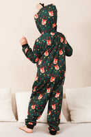 Load image into Gallery viewer, Dark Green Printed Family Christmas One Piece Pajamas