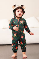 Load image into Gallery viewer, Dark Green Printed Family Christmas One Piece Pajamas