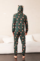 Load image into Gallery viewer, Dark Green Printed Family Christmas One Piece Pajamas