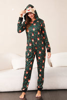 Load image into Gallery viewer, Dark Green Printed Family Christmas One Piece Pajamas