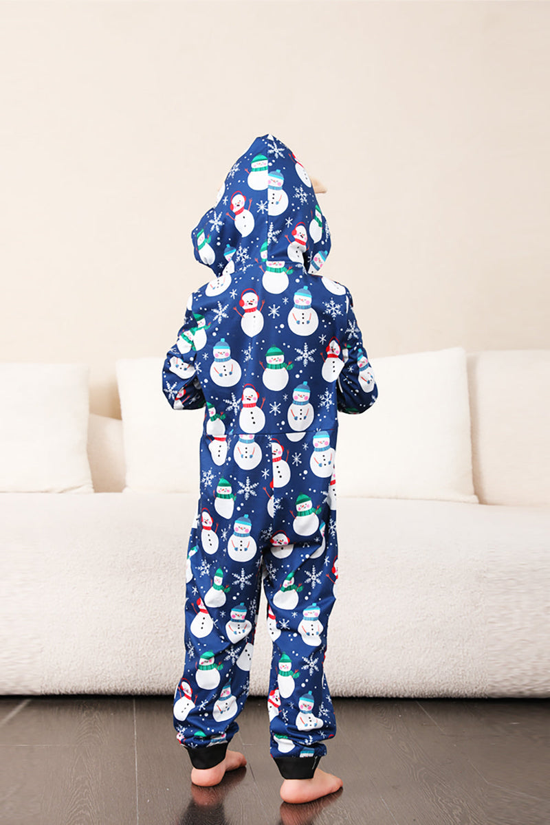 Load image into Gallery viewer, Snowman Print Blue Family Matching Christmas One Piece Pajamas
