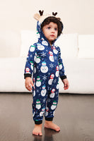 Load image into Gallery viewer, Snowman Print Blue Family Matching Christmas One Piece Pajamas