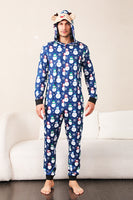 Load image into Gallery viewer, Snowman Print Blue Family Matching Christmas One Piece Pajamas