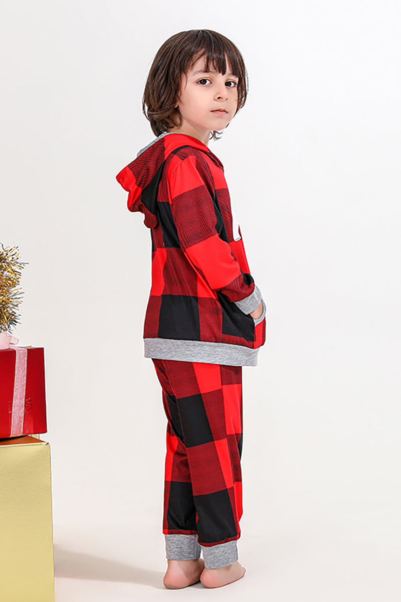 Load image into Gallery viewer, Christmas Family Red Grid Bear Print Pajamas Set