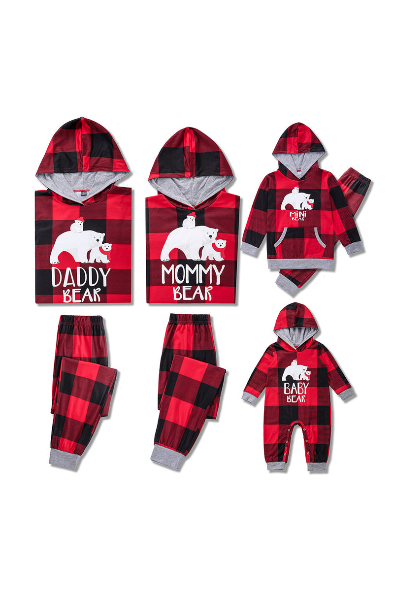 Load image into Gallery viewer, Christmas Family Red Grid Bear Print Pajamas Set