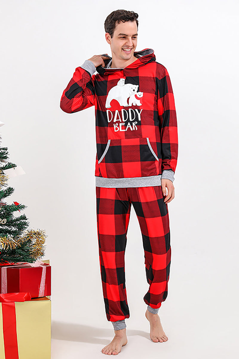 Load image into Gallery viewer, Christmas Family Red Grid Bear Print Pajamas Set