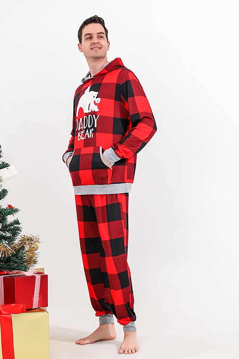 Load image into Gallery viewer, Christmas Family Red Grid Bear Print Pajamas Set