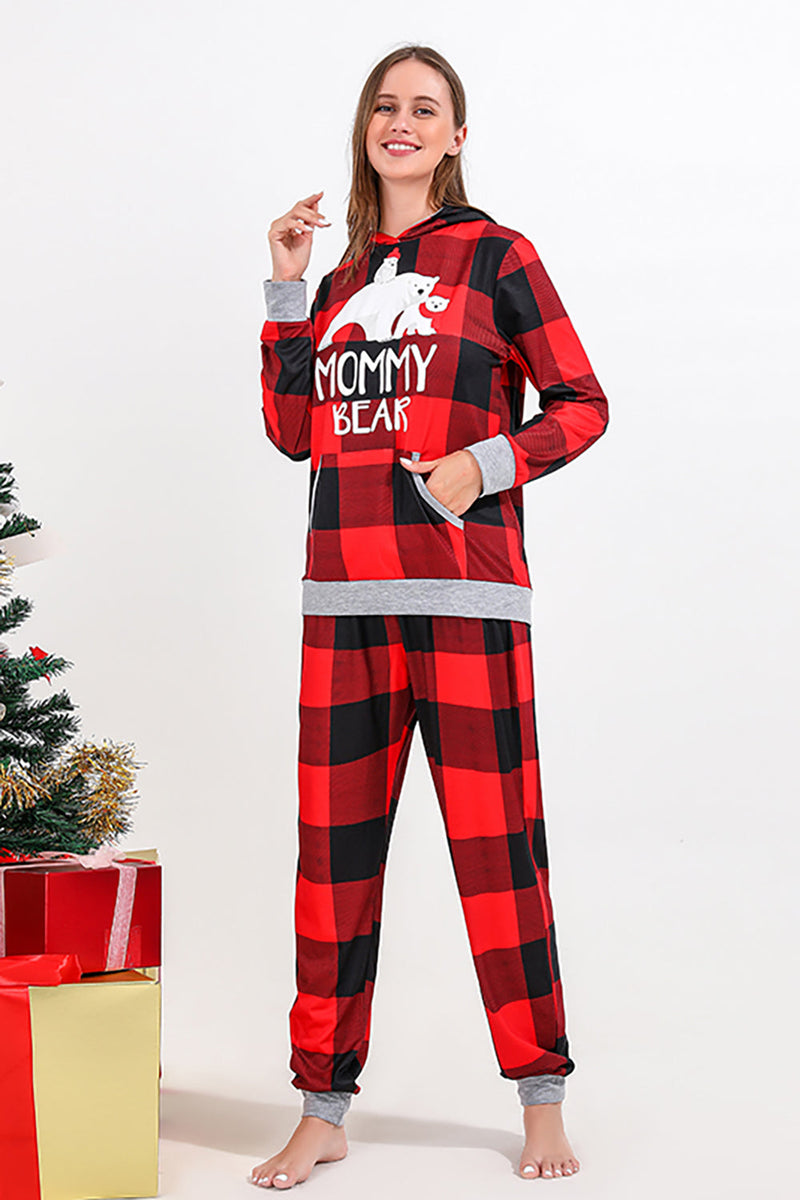 Load image into Gallery viewer, Christmas Family Red Grid Bear Print Pajamas Set