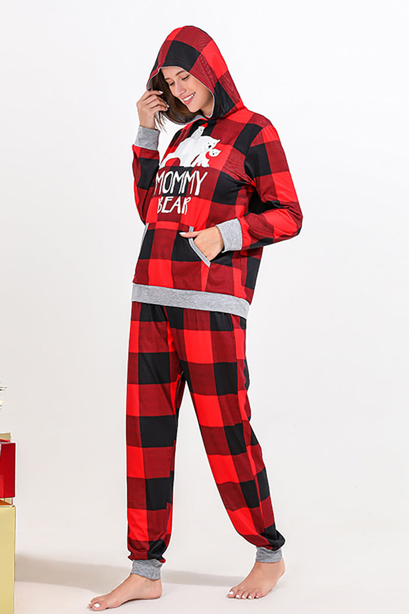 Load image into Gallery viewer, Christmas Family Red Grid Bear Print Pajamas Set