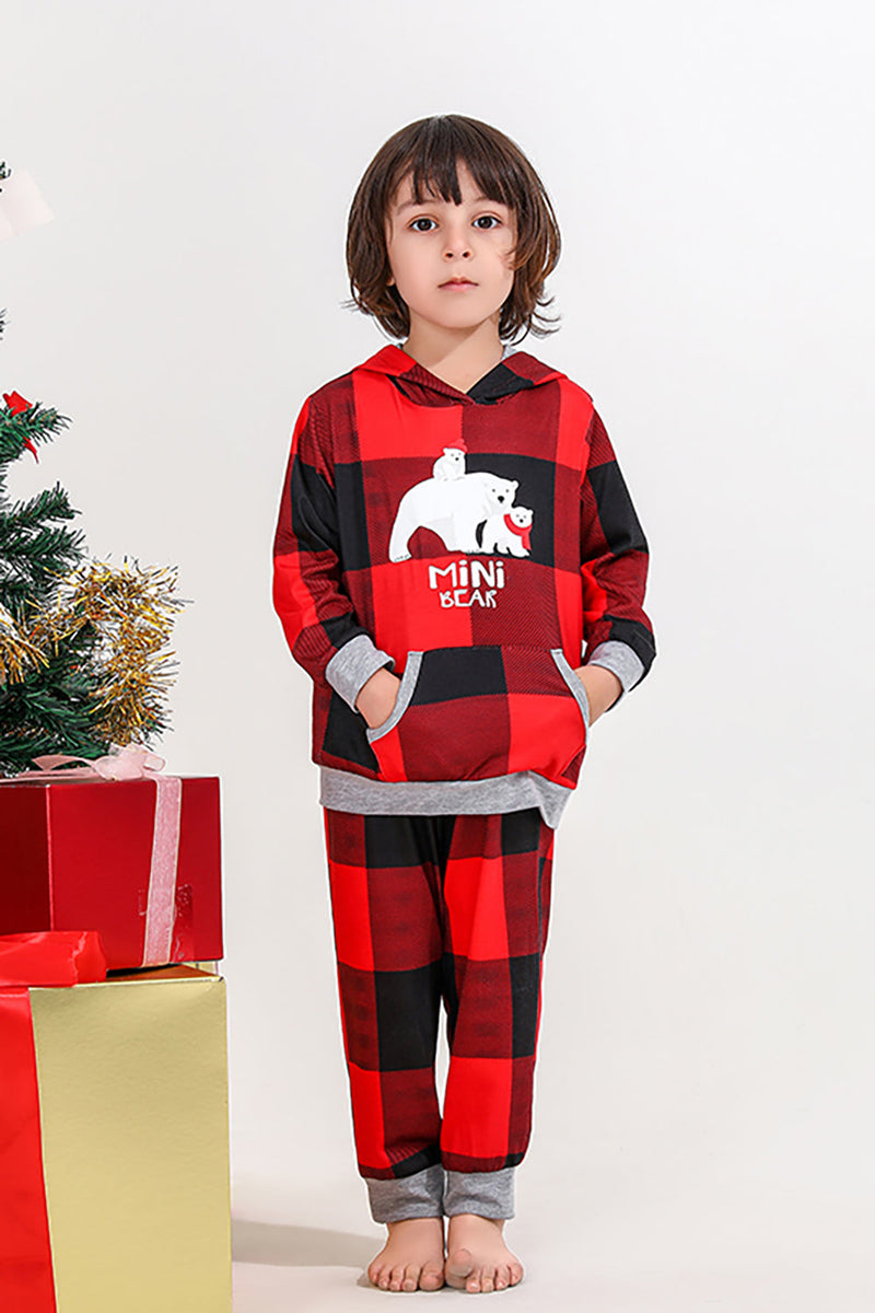 Load image into Gallery viewer, Christmas Family Red Grid Bear Print Pajamas Set