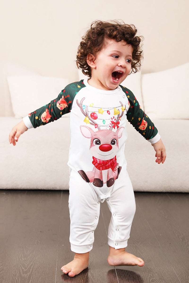 Load image into Gallery viewer, Dark Green Deer Christmas Family Pajamas Set