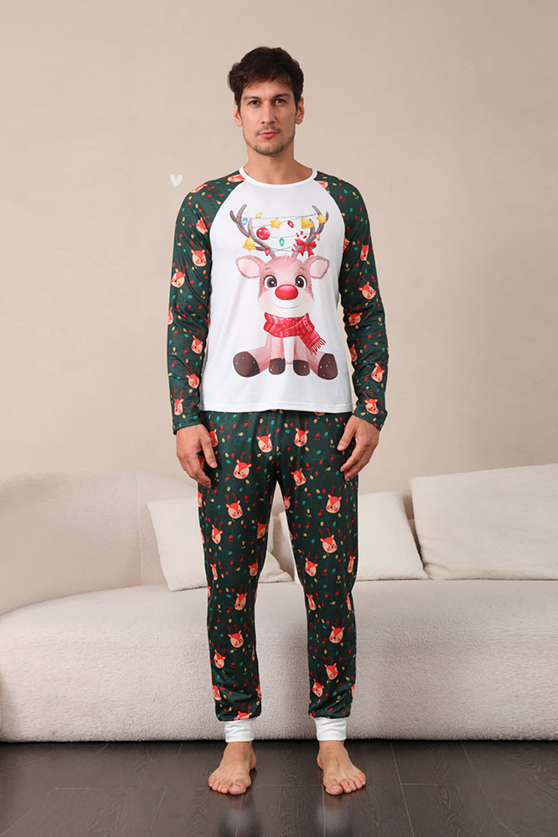 Load image into Gallery viewer, Dark Green Deer Christmas Family Pajamas Set