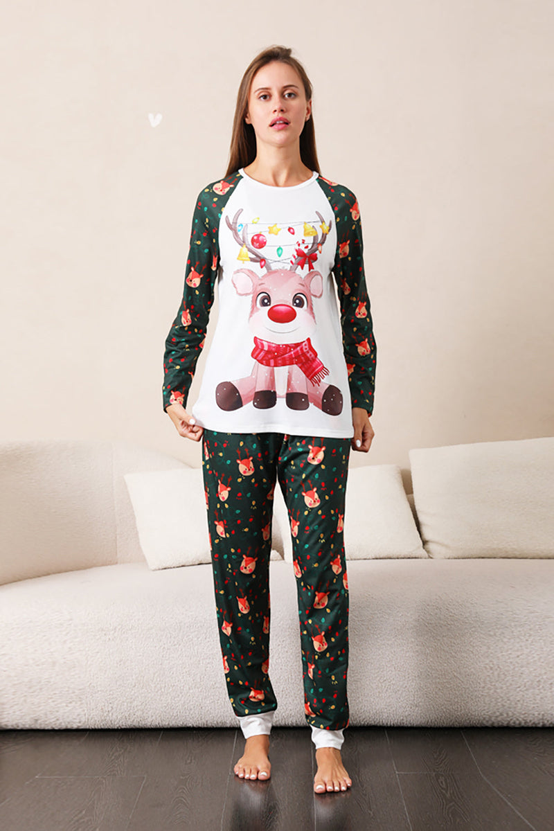 Load image into Gallery viewer, Dark Green Deer Christmas Family Pajamas Set