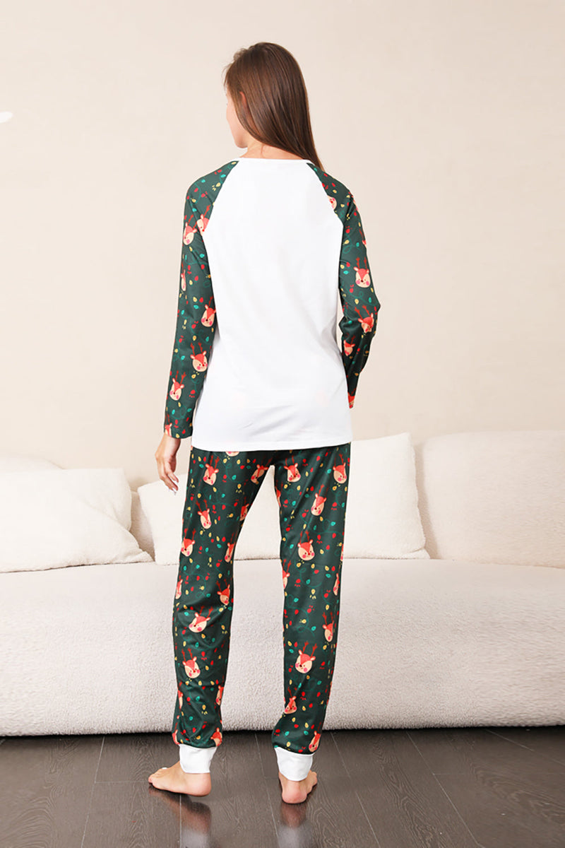 Load image into Gallery viewer, Dark Green Deer Christmas Family Pajamas Set