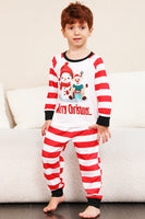 Load image into Gallery viewer, Red Stripes Snowmen Christmas Family Pajamas Set