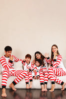 Load image into Gallery viewer, Red Stripes Snowmen Christmas Family Pajamas Set