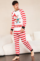 Load image into Gallery viewer, Red Stripes Snowmen Christmas Family Pajamas Set