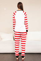 Load image into Gallery viewer, Red Stripes Snowmen Christmas Family Pajamas Set