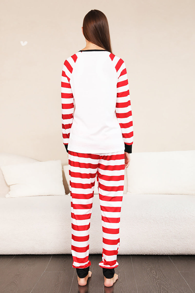 Load image into Gallery viewer, Red Stripes Snowmen Christmas Family Pajamas Set