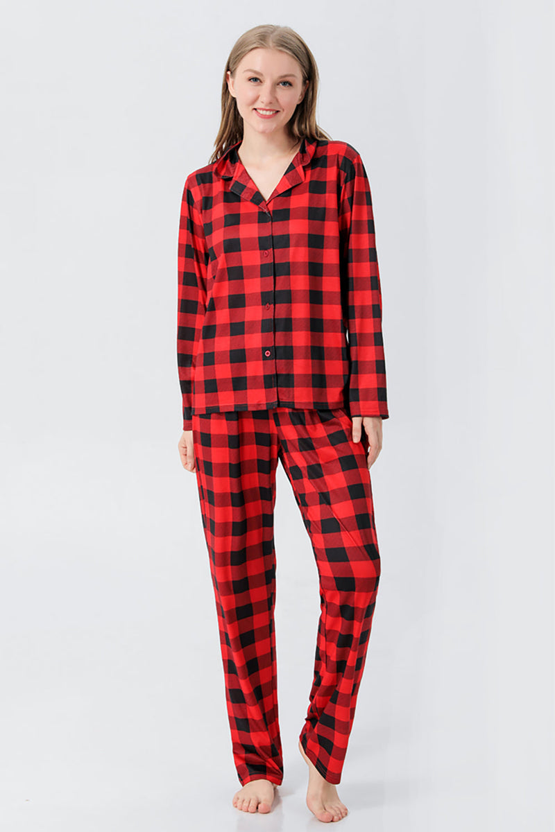 Load image into Gallery viewer, Red Plaid Christmas Family Matching 2 Pieces Pajamas Set