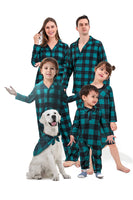 Load image into Gallery viewer, Dark Green Plaid Christmas Family Matching 2 Pieces Pajamas Set