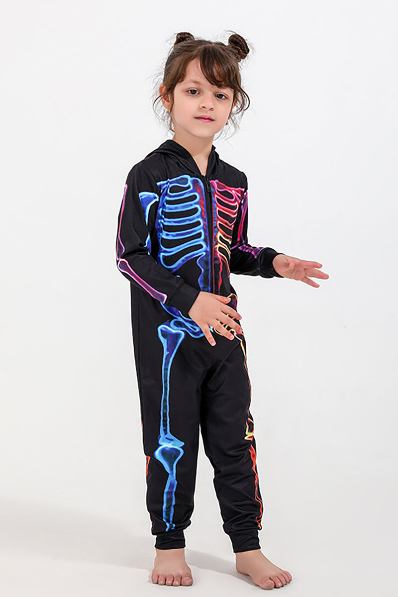Load image into Gallery viewer, Family Cozy Skeleton Print Zip Up Hoodie Jumpsuits