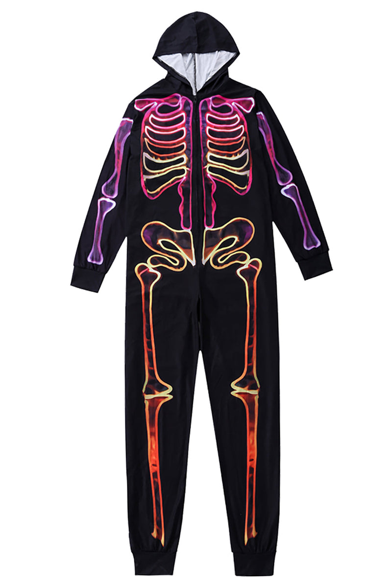Load image into Gallery viewer, Family Cozy Skeleton Print Zip Up Hoodie Jumpsuits
