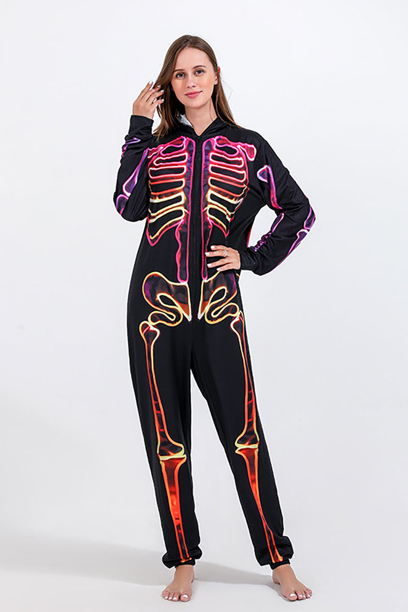 Load image into Gallery viewer, Family Cozy Skeleton Print Zip Up Hoodie Jumpsuits