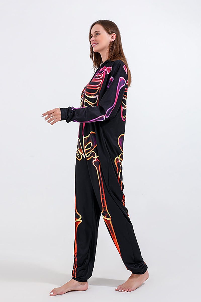 Load image into Gallery viewer, Family Cozy Skeleton Print Zip Up Hoodie Jumpsuits