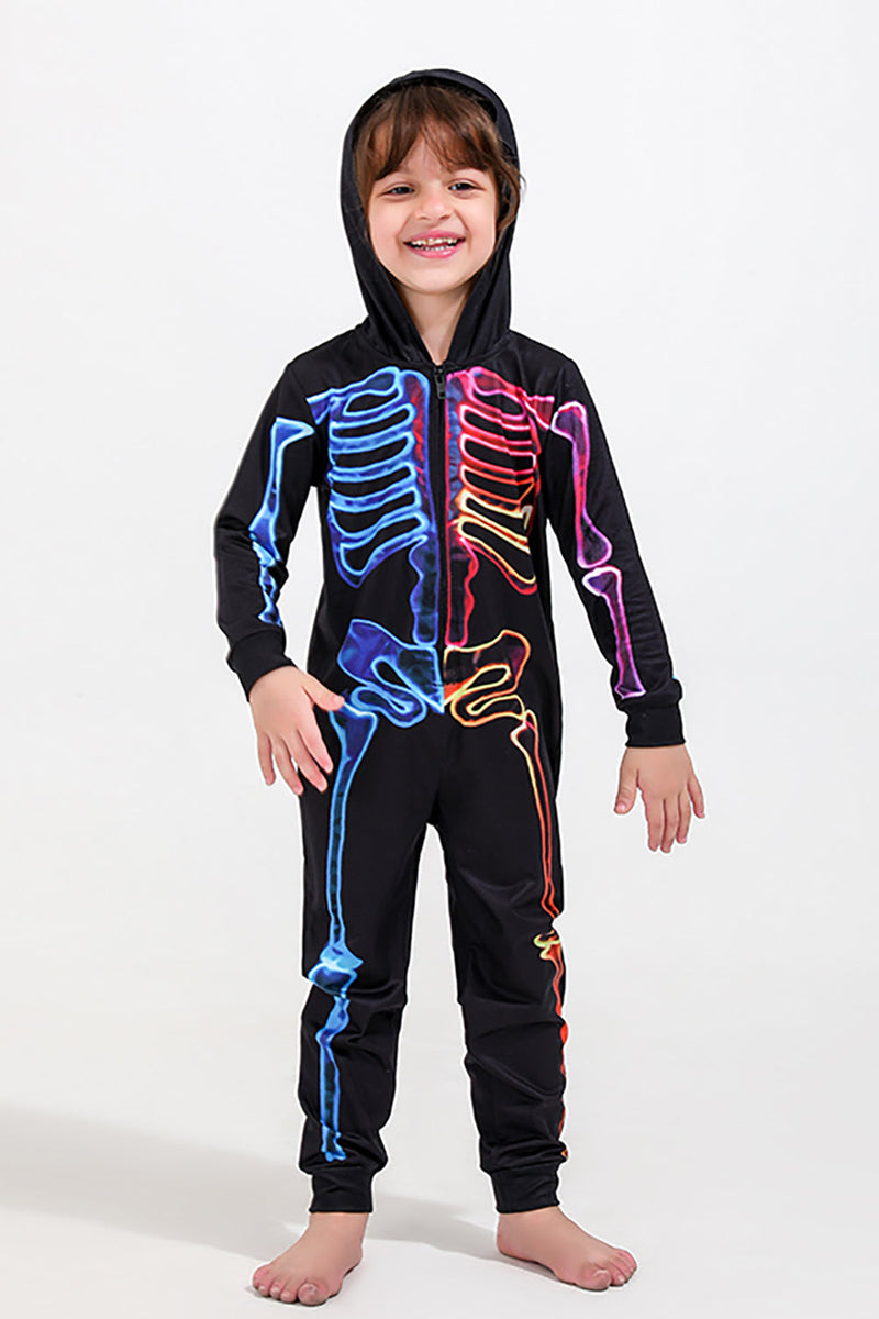 Load image into Gallery viewer, Family Cozy Skeleton Print Zip Up Hoodie Jumpsuits